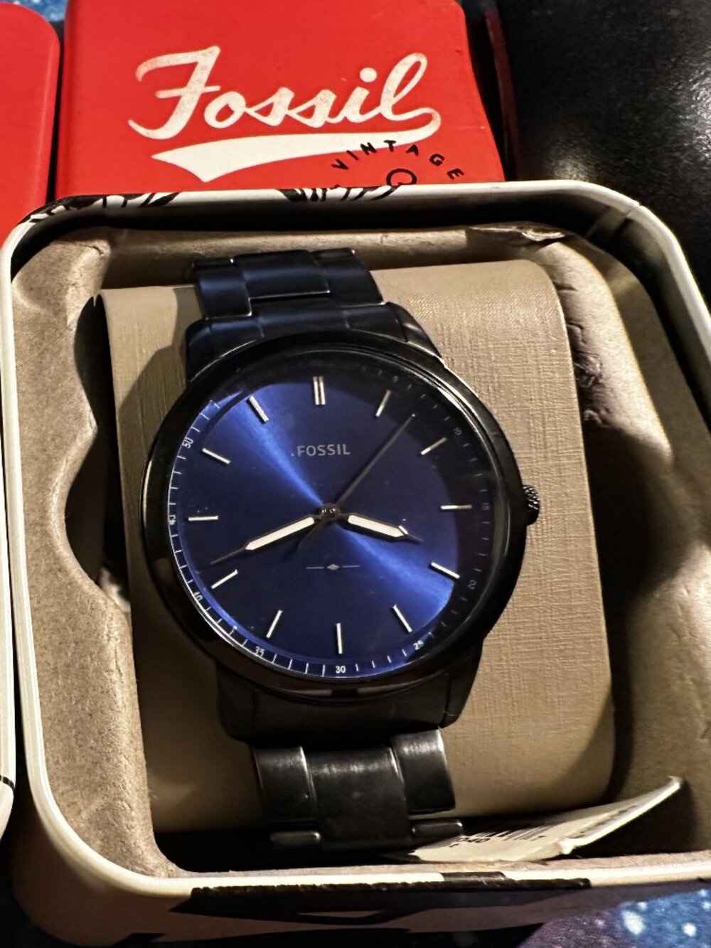 Fossil The Minimalist Men's Watch FS5693 Blue Dial NWT